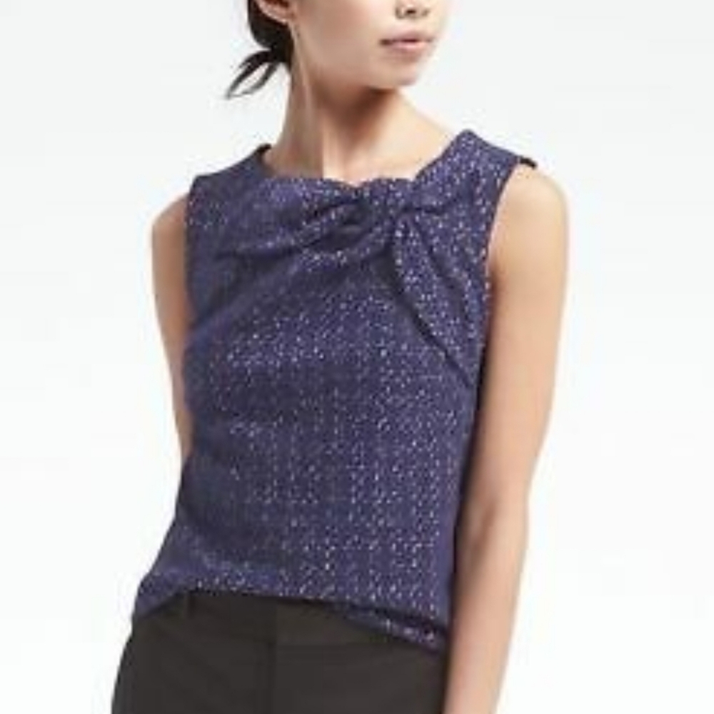 Banana Republic purple boucle tie front top S